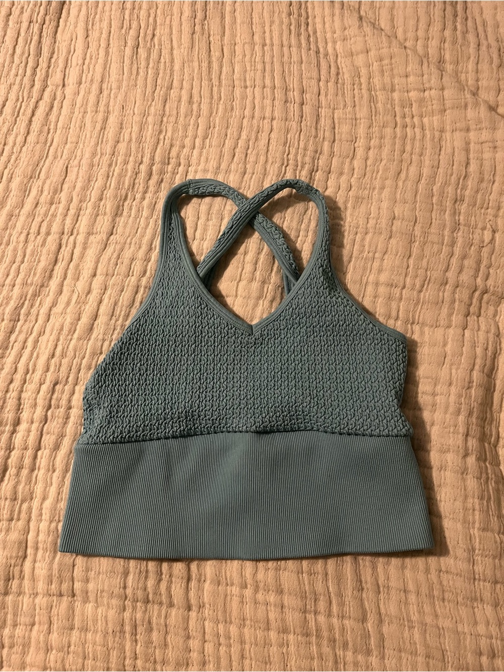 Free People Knit Cross-Back Bralette in blue